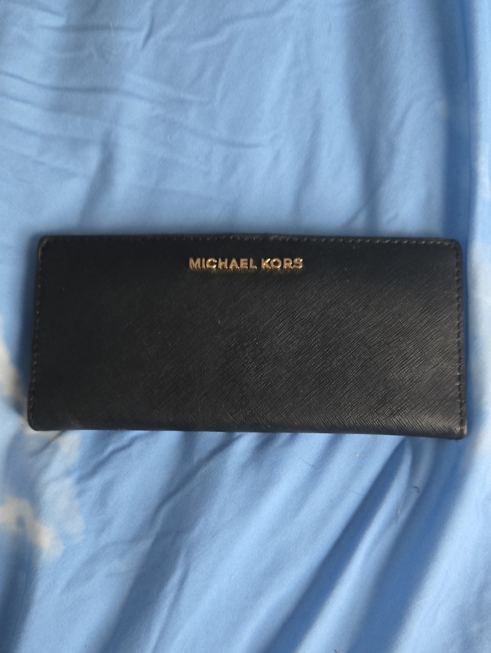 Michael Kors Black Saffiano Wallet with Gold Logo
